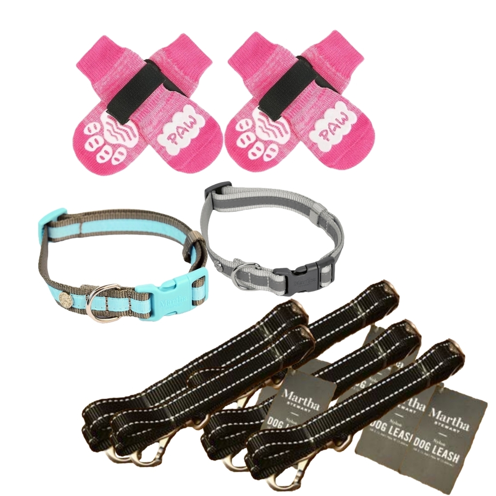 Bundle Of Dog Leashes, Collars, Boots